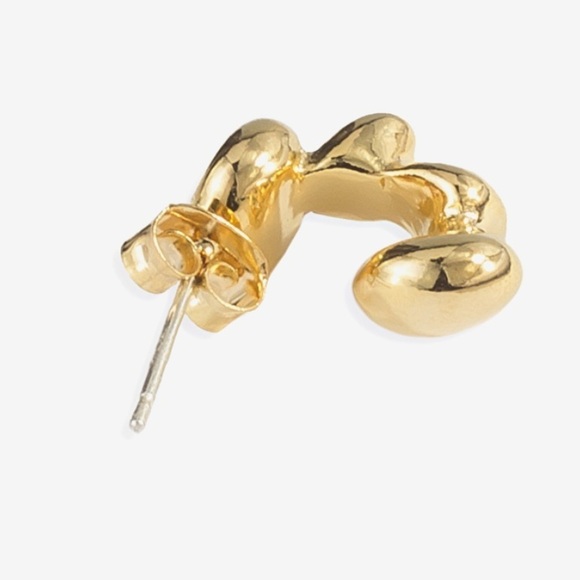 Elegant Gold toned Earrings stainless steel alloy coated shiny melting pebbles - Picture 2 of 7